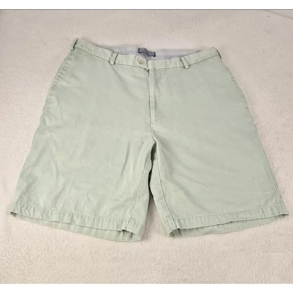 Peter Millar Men's Flat Front Chino Shorts Size 36, Green, Pima Cotton